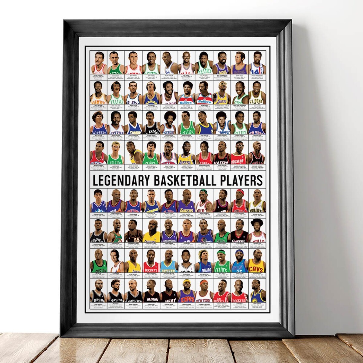 Affiche 50 x 70 cm - Legendary Basketball Players - Olivier Bourdereau