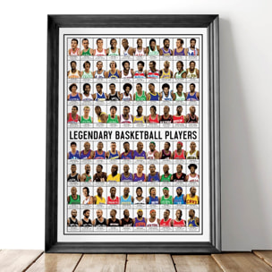 Affiche 50 x 70 cm - Legendary Basketball Players - Olivier Bourdereau