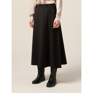 Oltre - Gonna midi in flanella - Nero