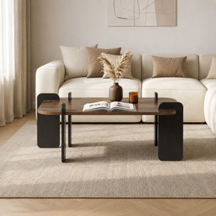 Table basse carrée effet noyer 90x90 cm BROOKLYN