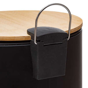Cubo pedal 20l con tapa de bambú negro