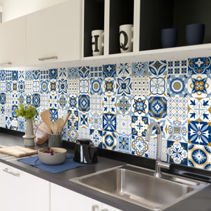 Stickers muraux - Sticker Mural Carrelage adhésif Cuisine Salle de Bain - 30 STICKERS CARRELAGES AZULEJOS MARTINHO