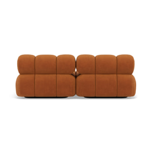 Ruby - canapé droit 4 places avec double méridienne - assise profonde - en velours texturé - Terracotta