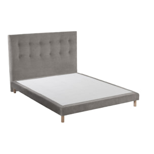 Ensemble sommier et tête de lit EDEN gris clair