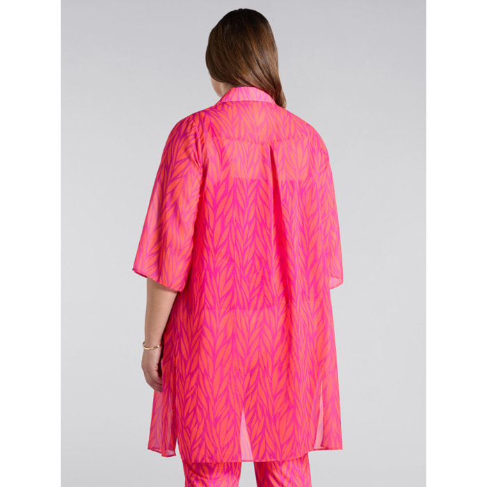 Fiorella Rubino - Camisa caftán en georgette estampado - Fuchsia