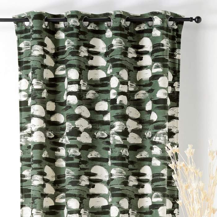 Rideau à Oeillets Paysage Abstrait - Vert