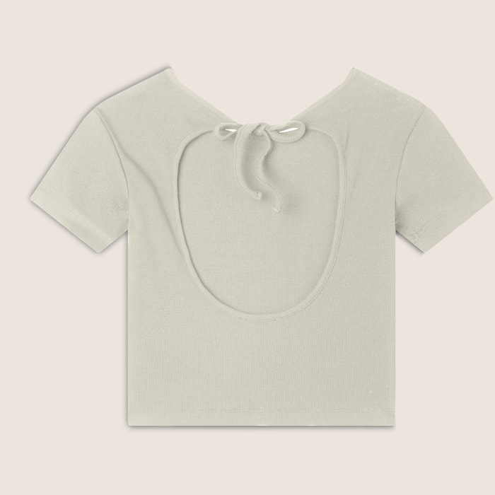 T-shirt slim fit a costine con apertura sulla schiena