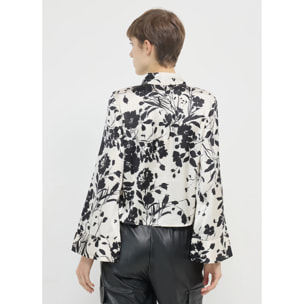 Camicia kimono in raso fantasia