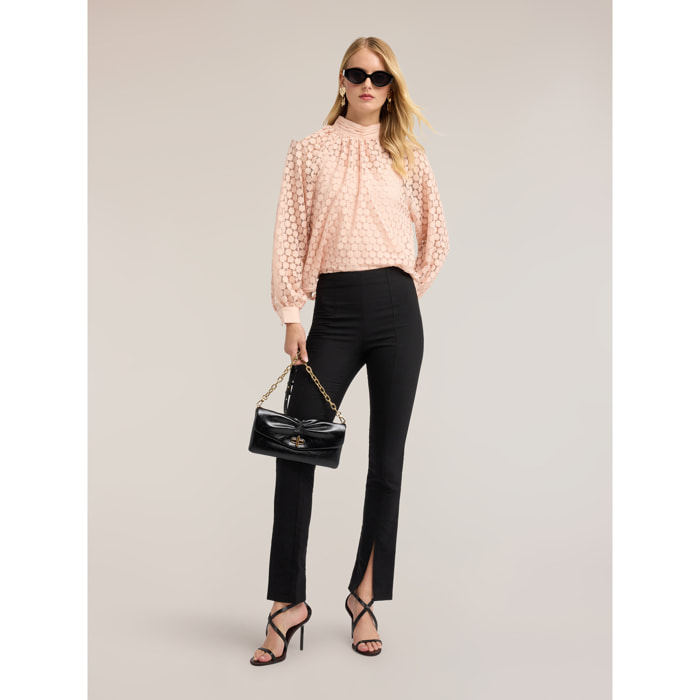 Motivi - Pantaloni slim in cady con spacco - Nero