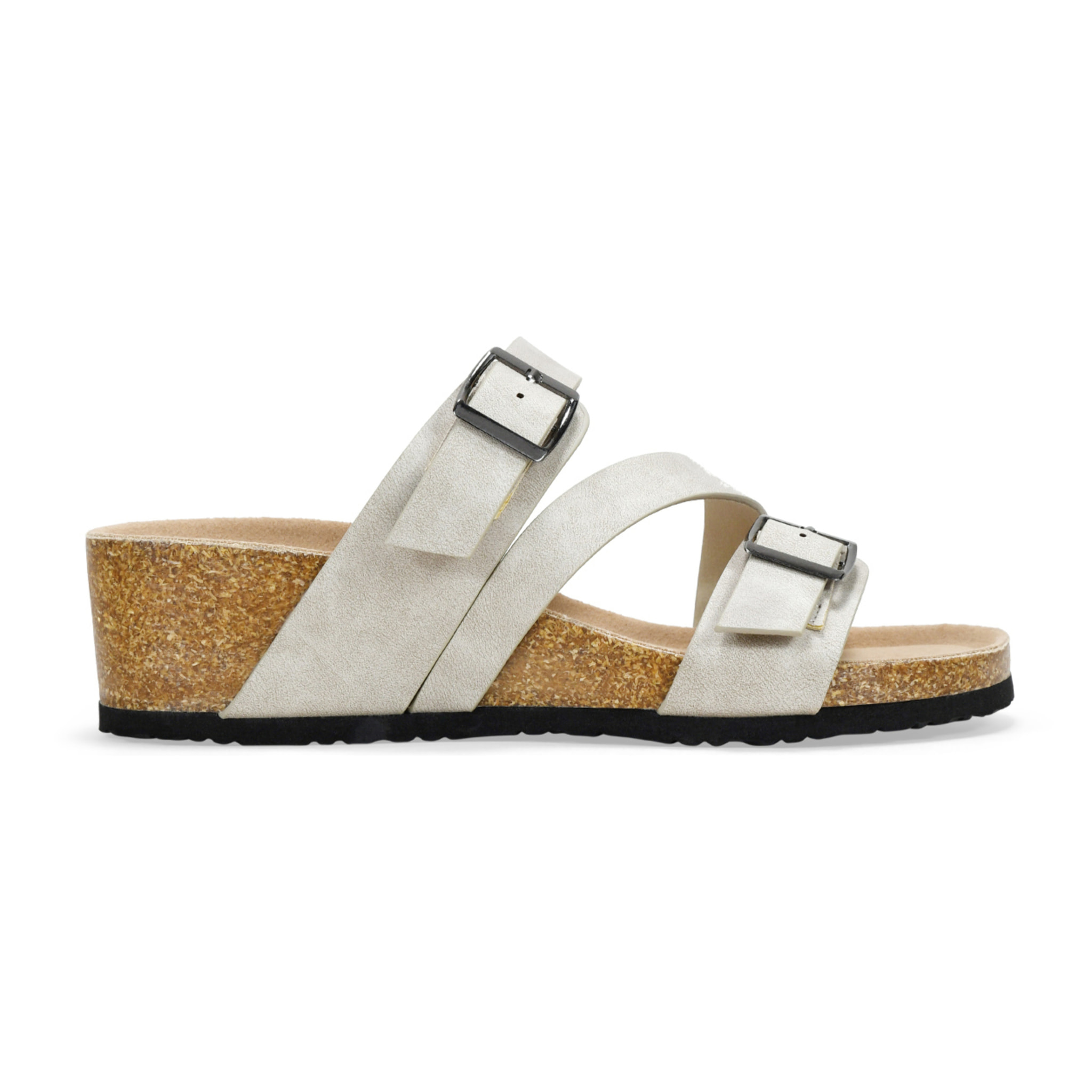 Sandalias beige con cuña de corcho