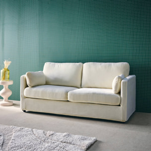 Canapé 2 places déhoussable tissu blanc L 198 x P 88 x H 85cm - Neo
