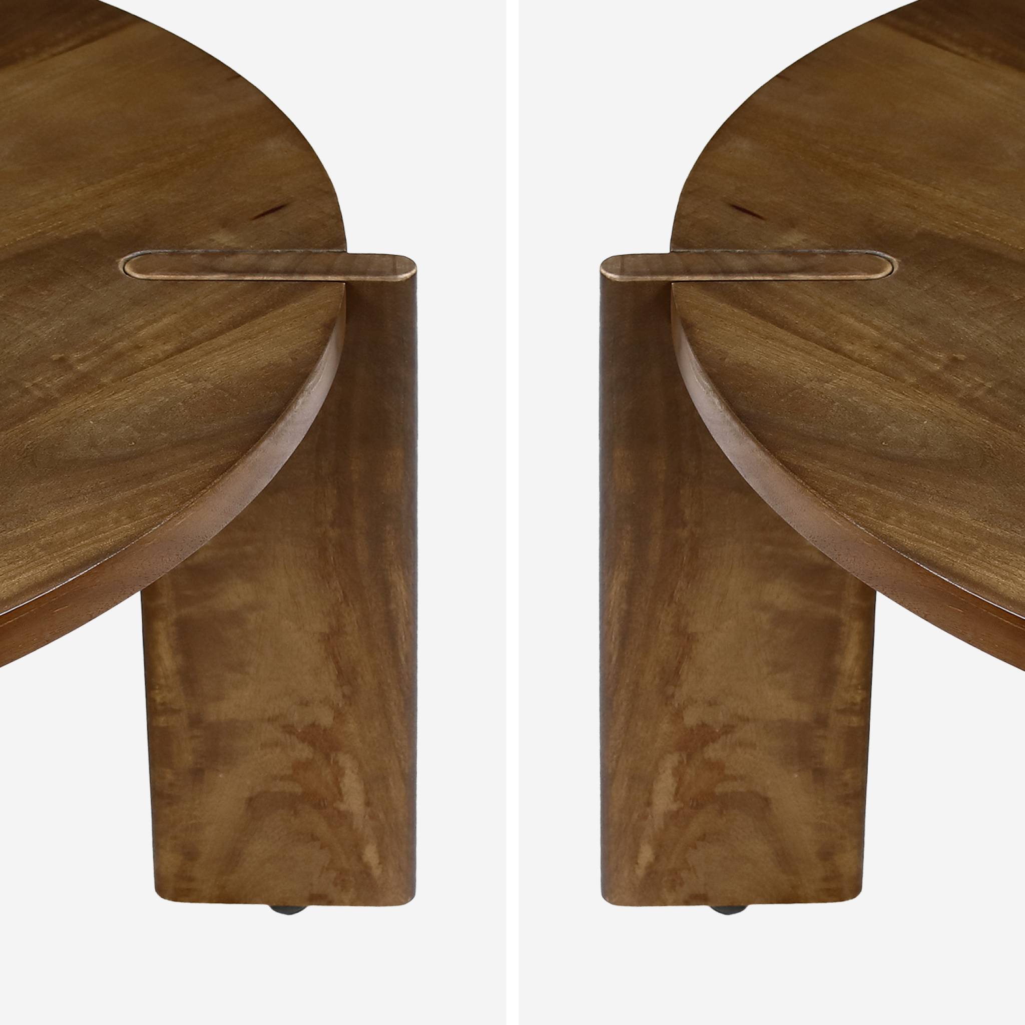 Table basse ronde en bois de manguier massif noyer 80 cm - Reva