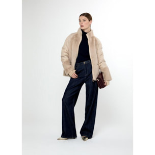 Cappotto combinato di piume di pelliccia