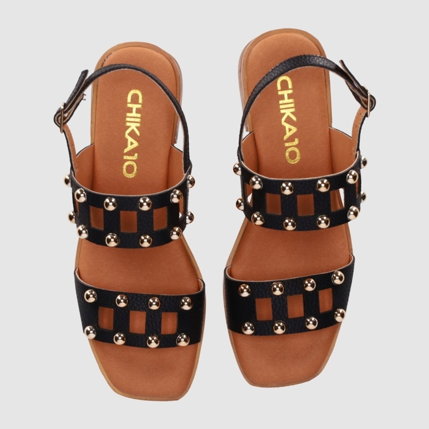 Sandalias de Piel - Negro - Tacón: 4 cm