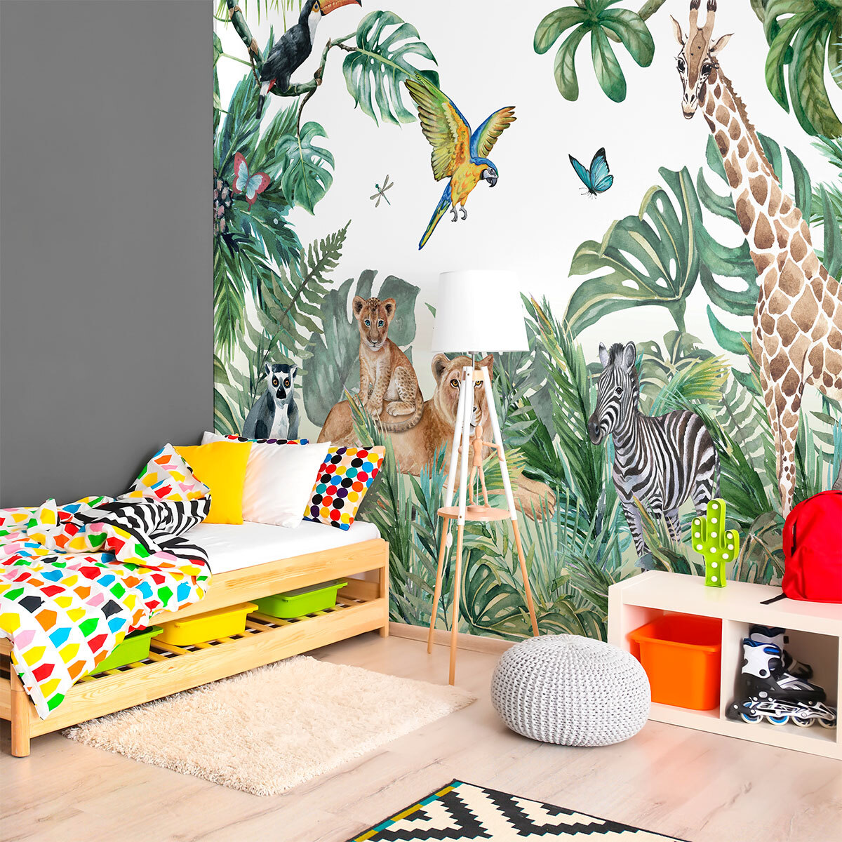 Papier peint panoramique jungle préencollé grand safari H 250 x L 360 cm