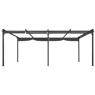 Pergola Marina en acier avec toit rétractable et 6 stores gris 3x6m