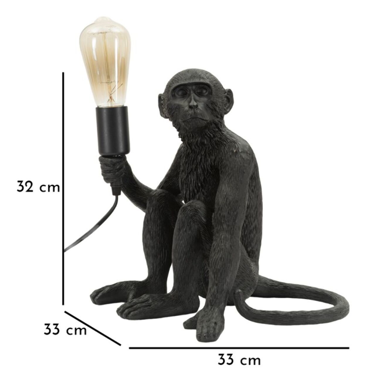 LAMPADA DA TAVOLO MONKEY SEDUTA NERO CM 33X33X32