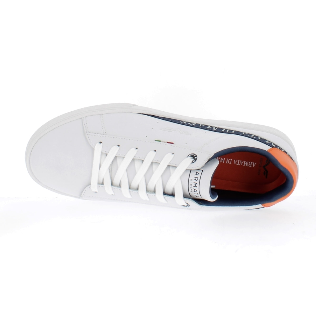 Armata di Mare Scarpe Uomo Court Sneakers Casual con Soletta Rimovibile in Memory Foam AMU S24M531 Off White Orange