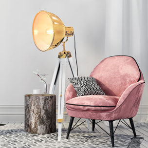Lampadaire Industriel Dore Trepied Blanc