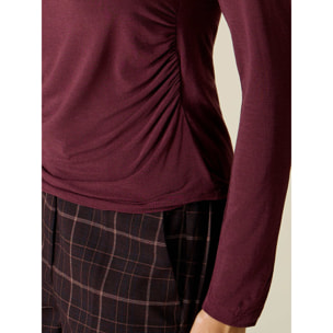 Oltre - T-shirt scollo a V misto cashmere - Bordeaux