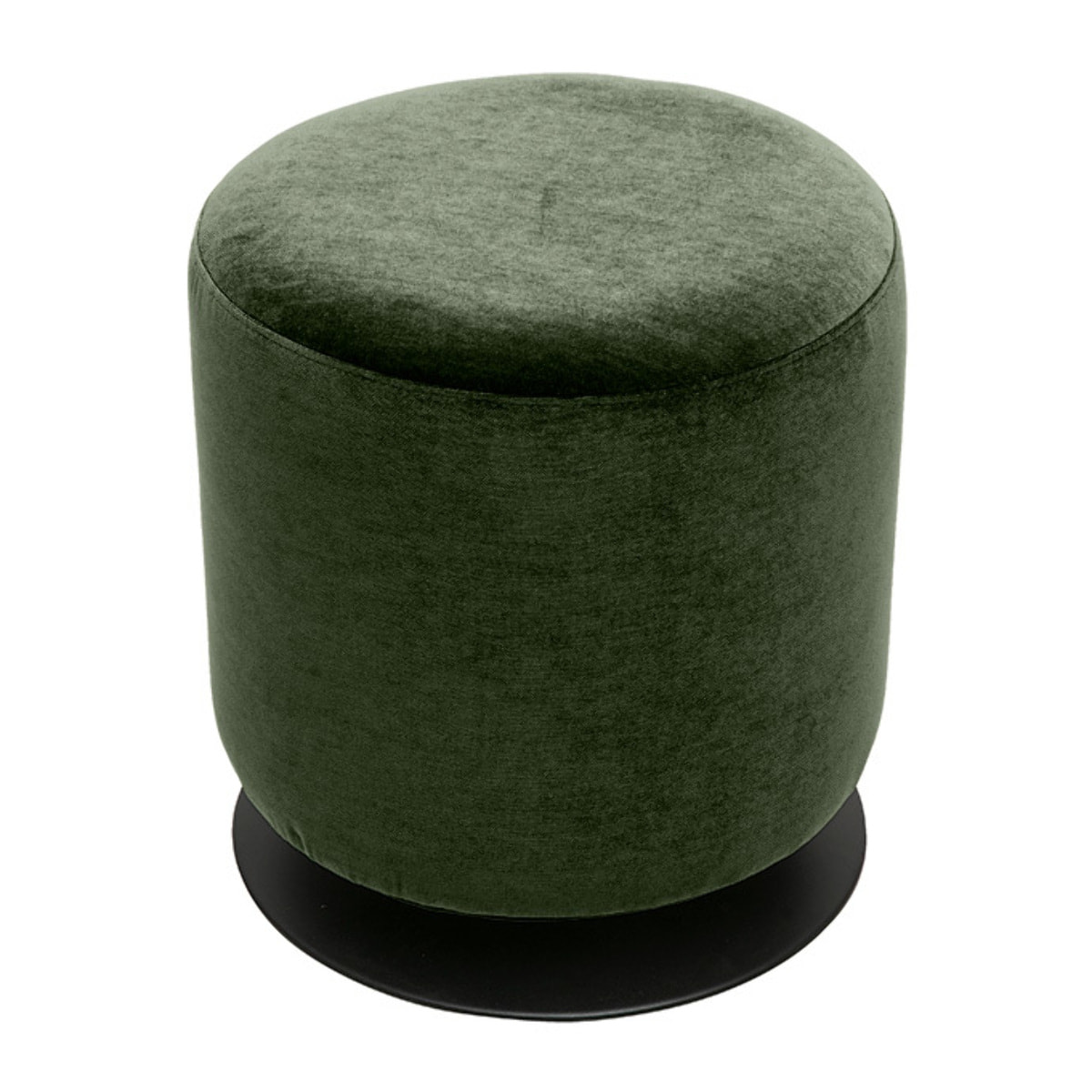 Pouf rond pivotant en tissu effet velours vert kaki et métal D39.5 cm VOLNAY