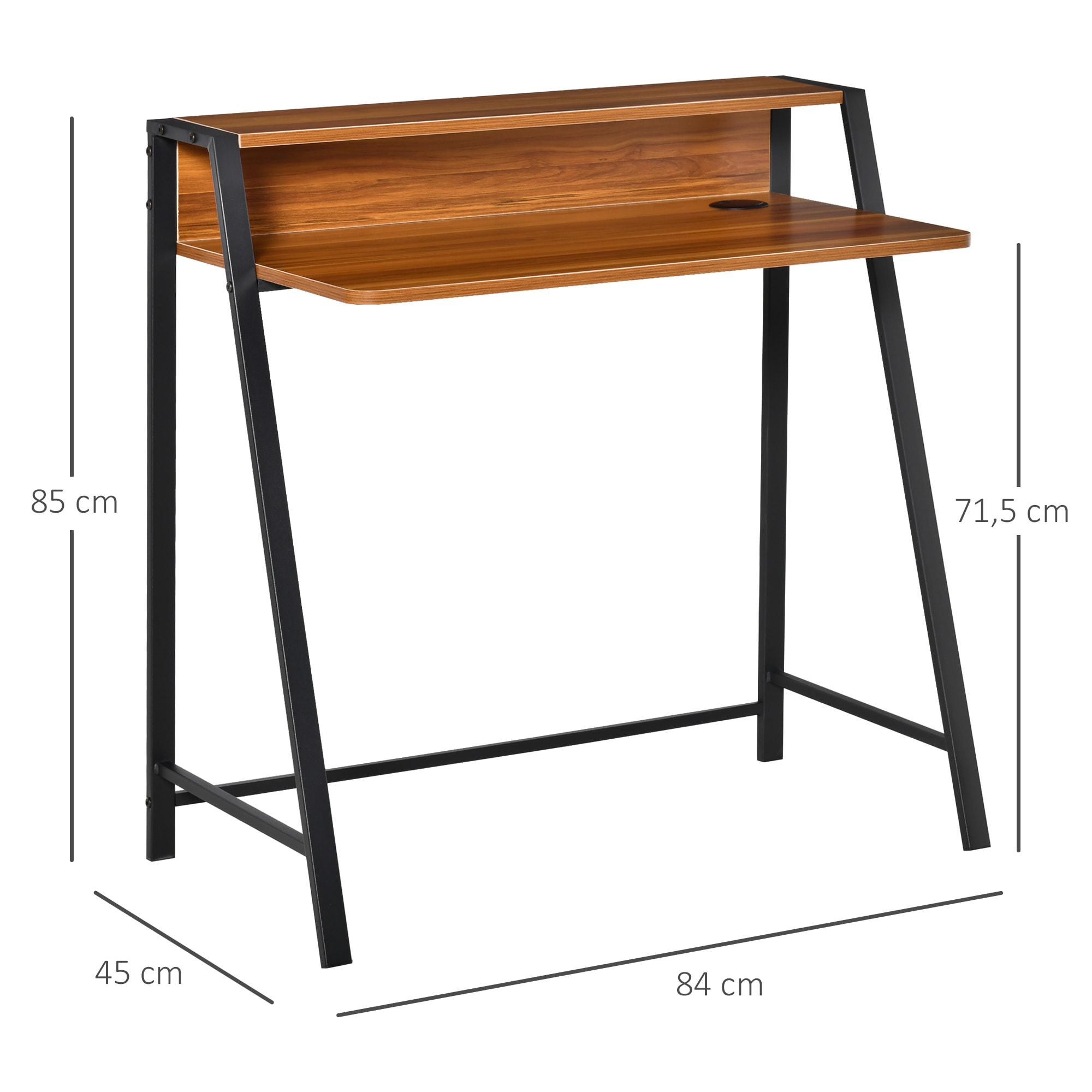 Mesa de Ordenador Industrial para Oficina de Madera 84x45x85cm