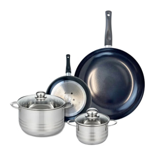 Ensemble de 2 Poêles de cuisson 20 et 32 cm et 2 faitouts 14 et 20 cm Elo Prima Brillant
