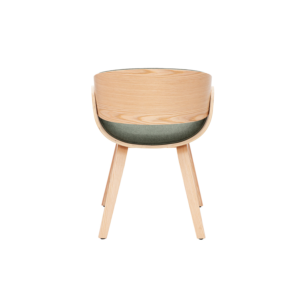 Chaise design en tissu vert kaki et bois clair BENT