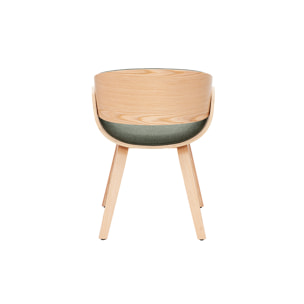 Chaise design en tissu vert kaki et bois clair BENT