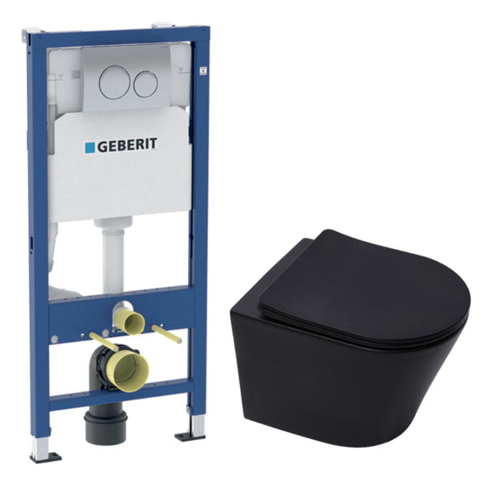 Duofix pack WC bâti-support + WC suspendu sans bride Swiss Aqua Technologies avec abattant SoftClose + plaque (GEBSTINBMR01-FR)