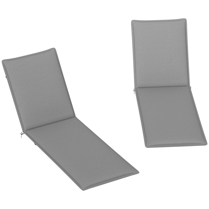 Pack 2 Cojines para Tumbonas Plegables Colchonetas para Tumbonas de Jardín Exterior 193x58x6 cm con Correas de Sujeción Protección UV Resistente a Salpicaduras Gris