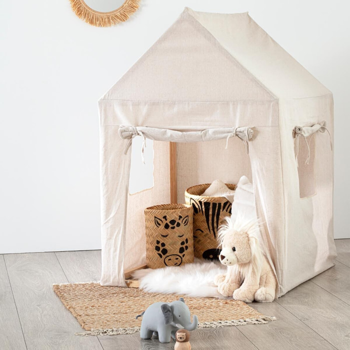 Cabane pour enfant toile Safari 77x115cm pin