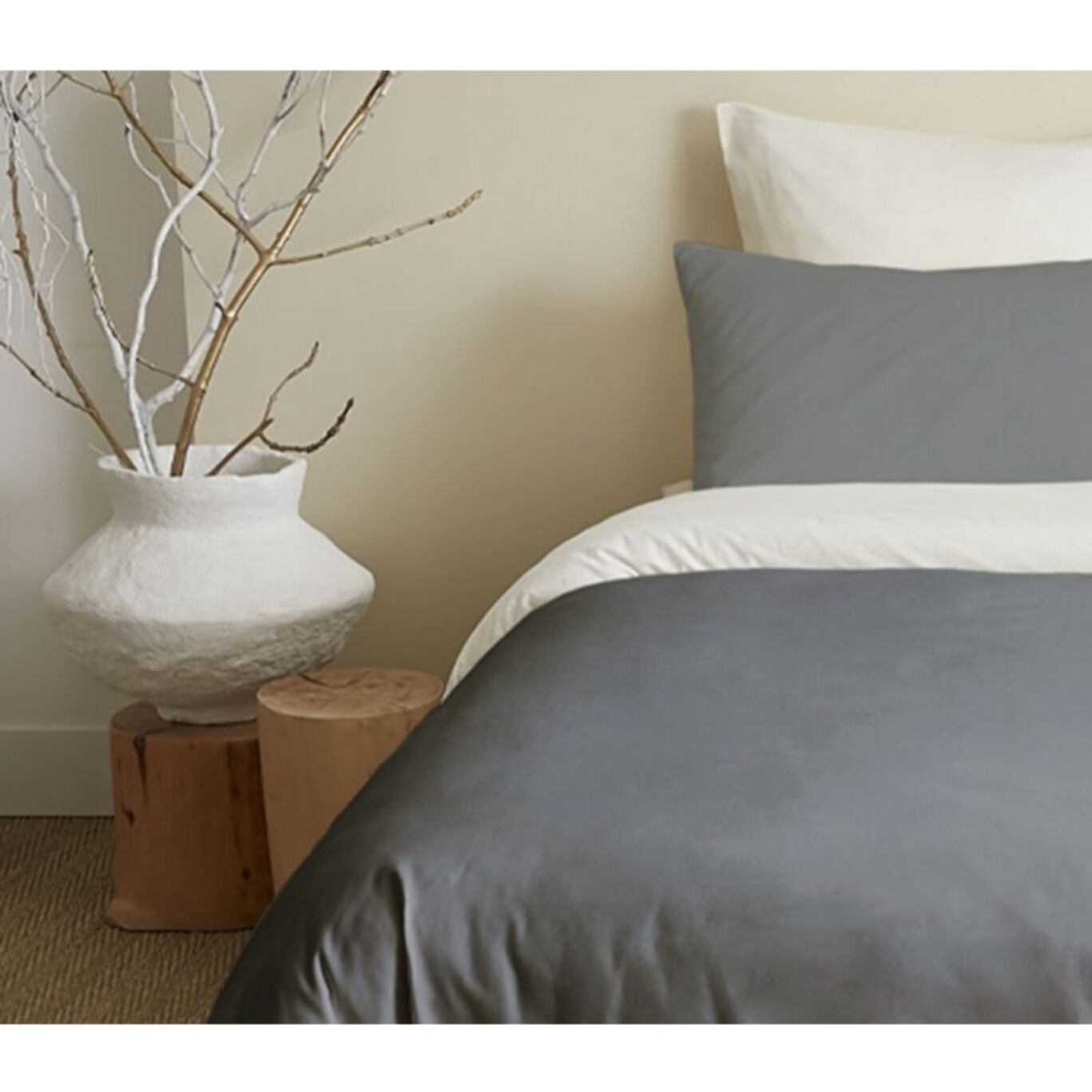 Pack complet 6 pièces Anthracite/Blanc réversible housse de couette