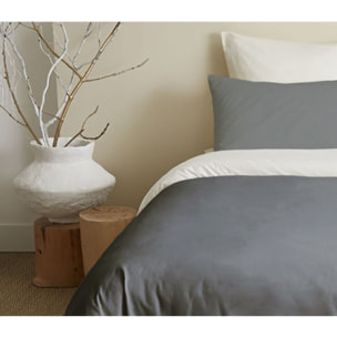 Pack complet 6 pièces Anthracite/Blanc réversible housse de couette