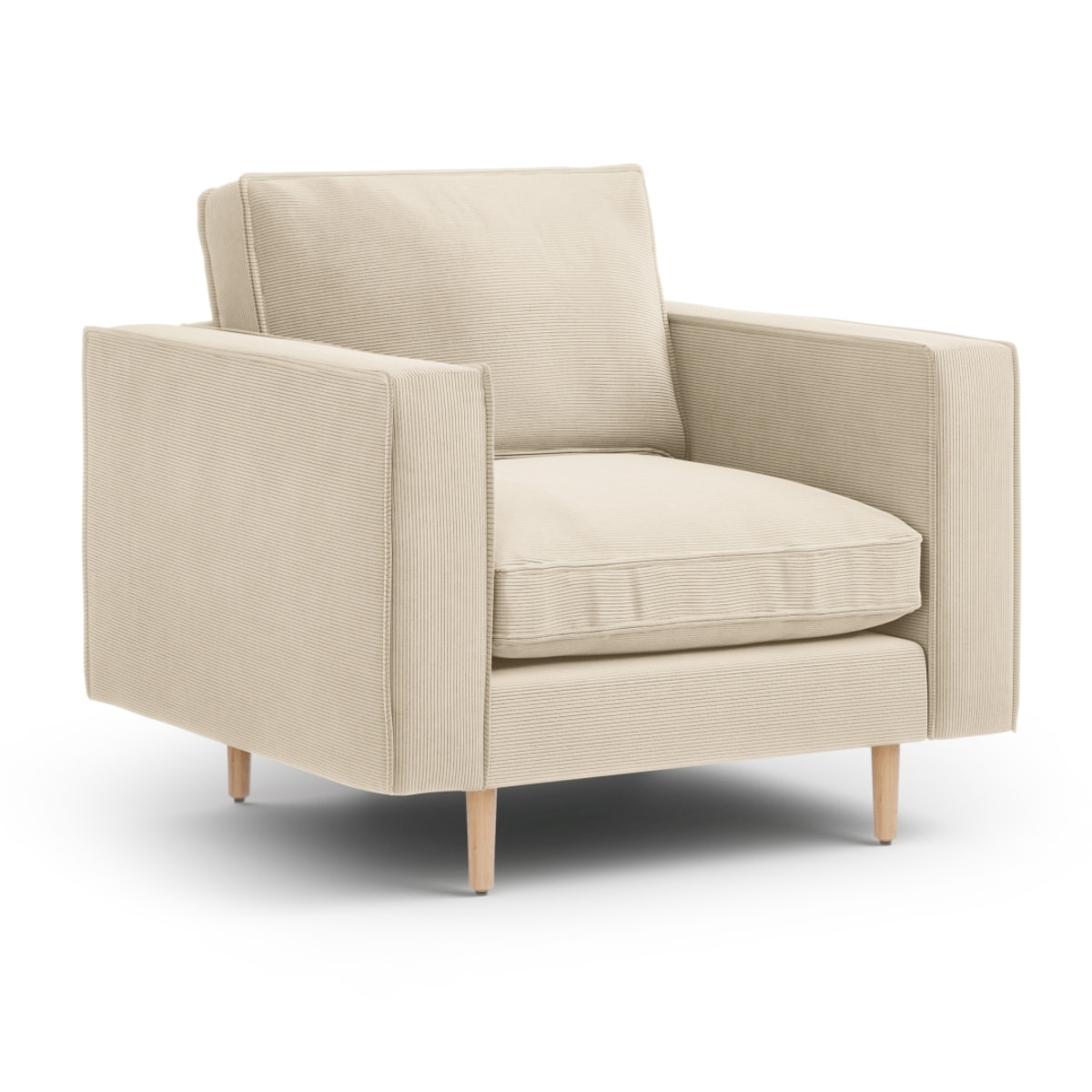 Fauteuil "Alexis" en velours côtelé beige clair