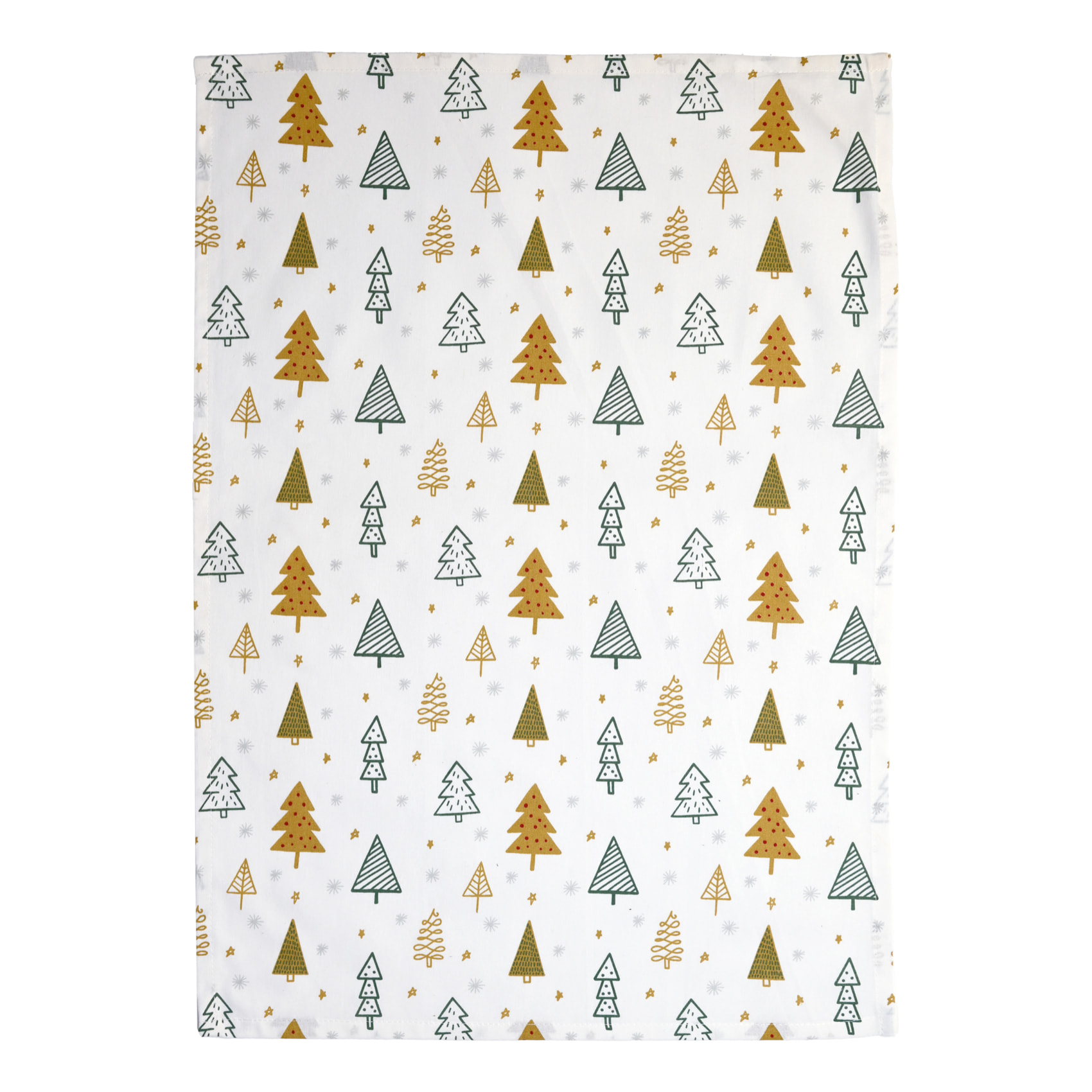 Torchons de cuisine motifs sapins en coton - Vert sapin