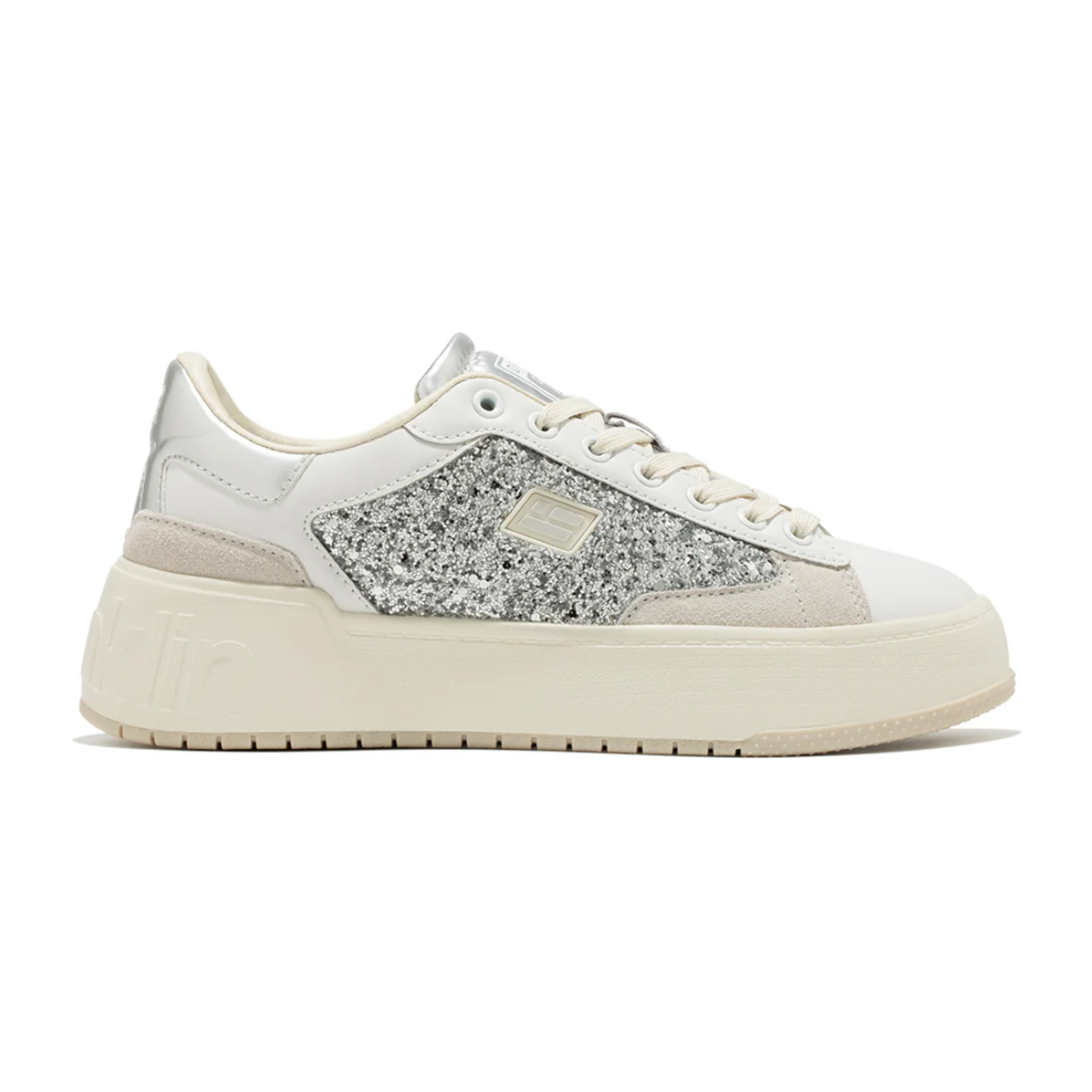 Zapatillas Deportivas Mujer Court Basic Glitter Plata