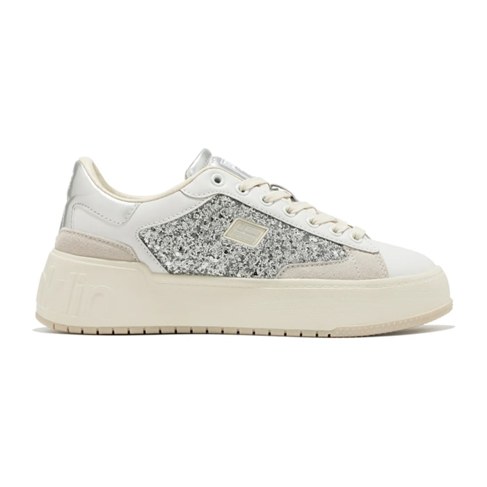 Zapatillas Deportivas Mujer Court Basic Glitter Plata