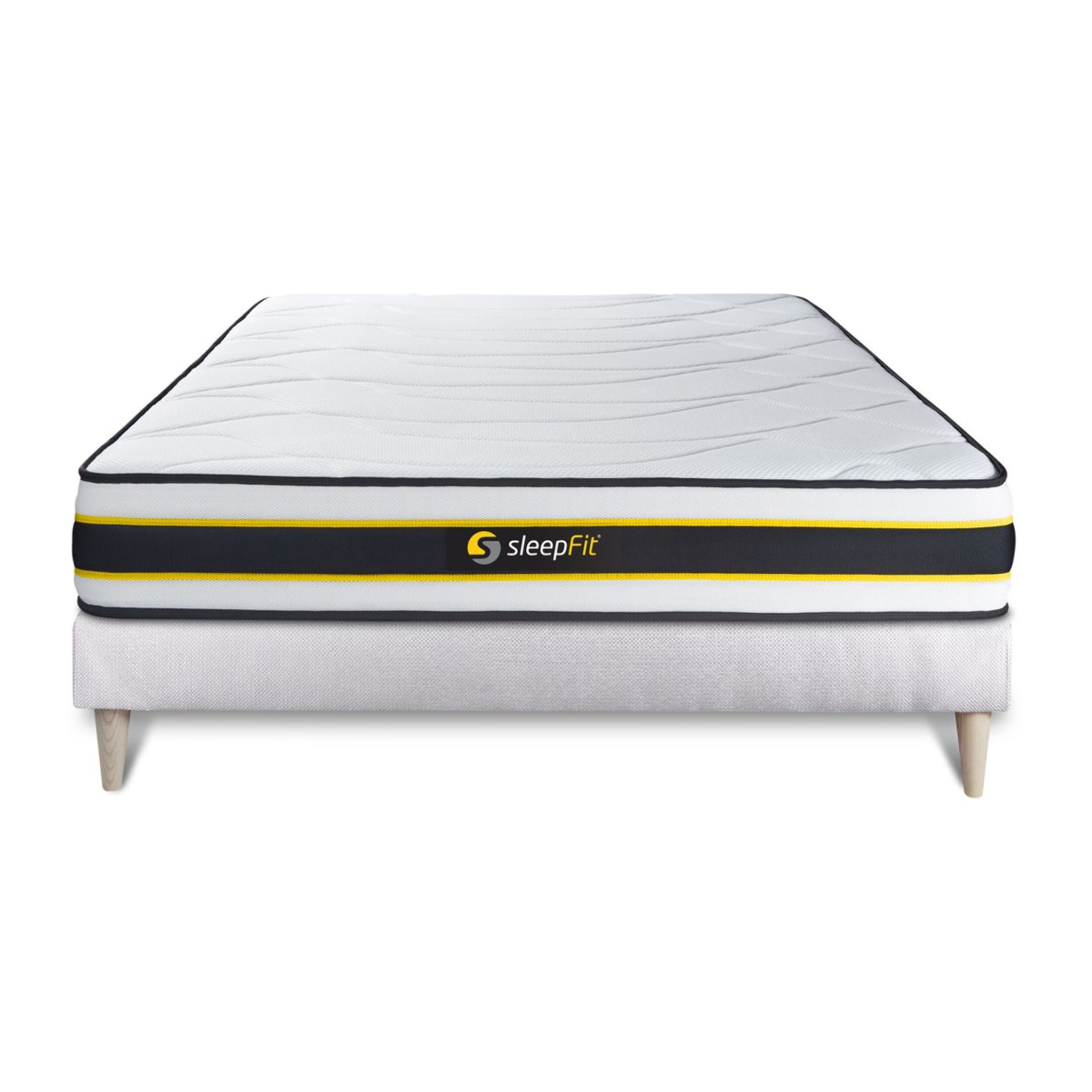 Ensemble - Matelas Hybride 22cm d'épaisseur - 3 zones de confort - Confort ferme - Sommier tapissier en kit - 2 places