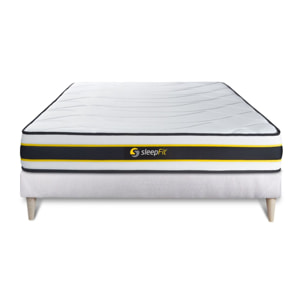 Ensemble - Matelas Hybride 22cm d'épaisseur - 3 zones de confort - Confort ferme - Sommier tapissier en kit - 2 places