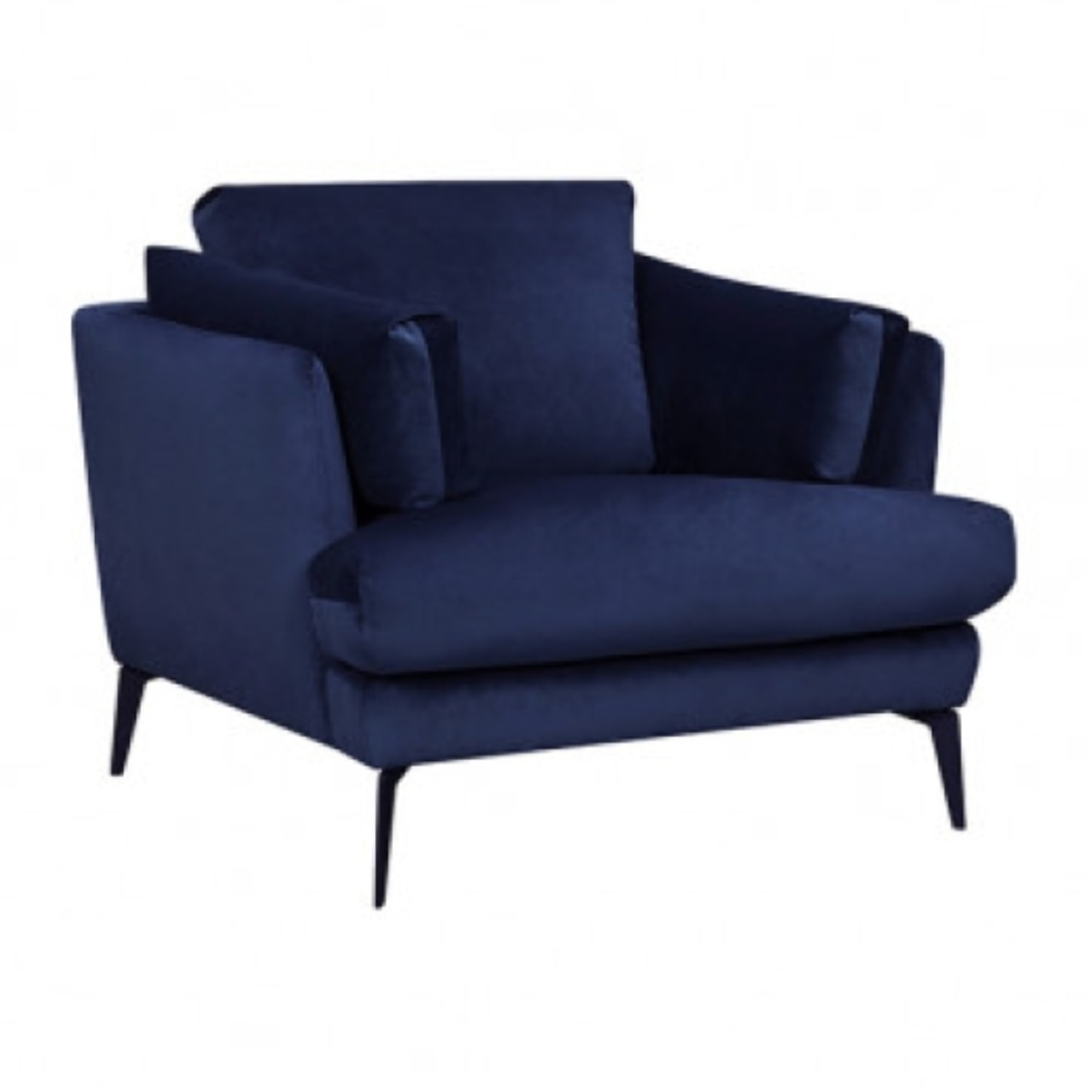 Fauteuil moelleux avec pieds métal noir - coloris et tissu au choix - DANY