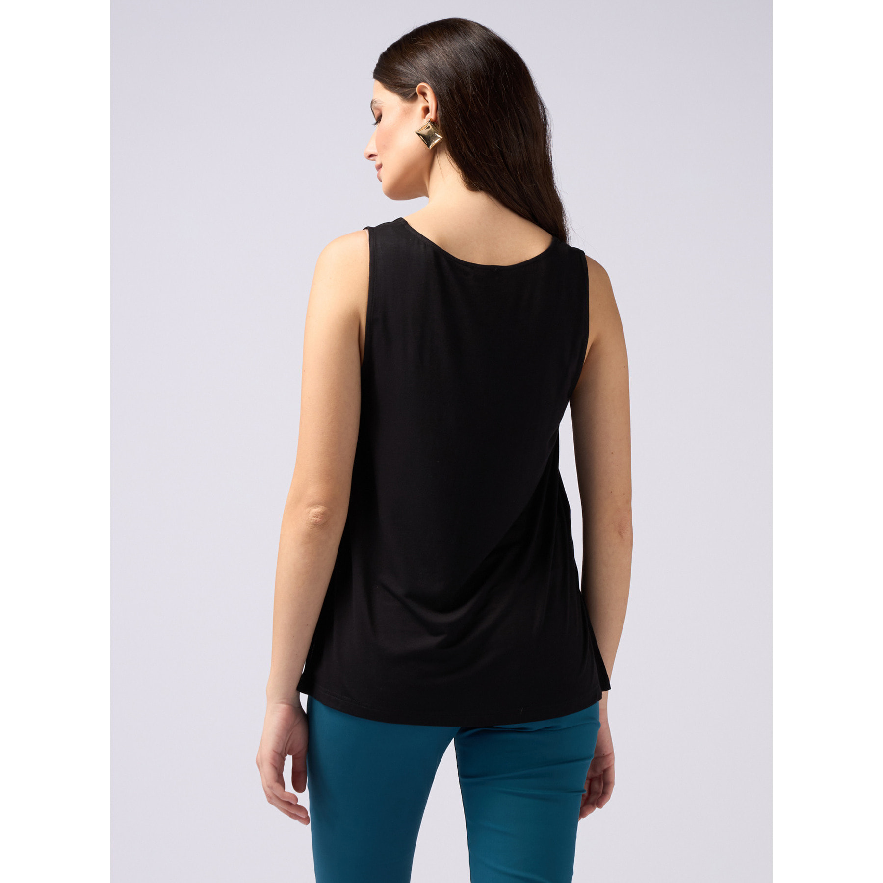 Oltre - Top bimaterial de color liso - Negro