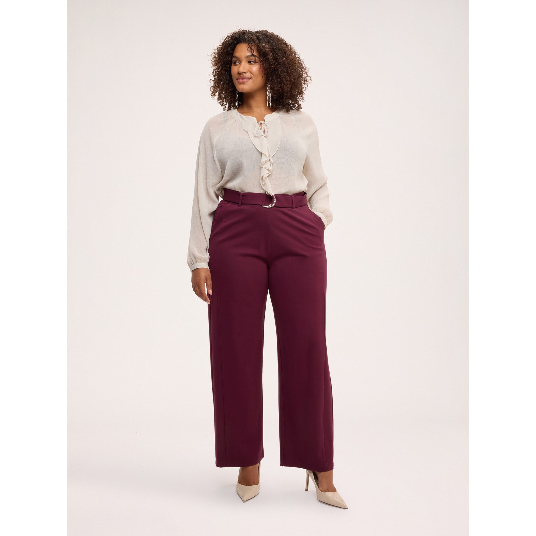 Fiorella Rubino - Pantaloni Wide Leg con cintura ad anello - Bordeaux