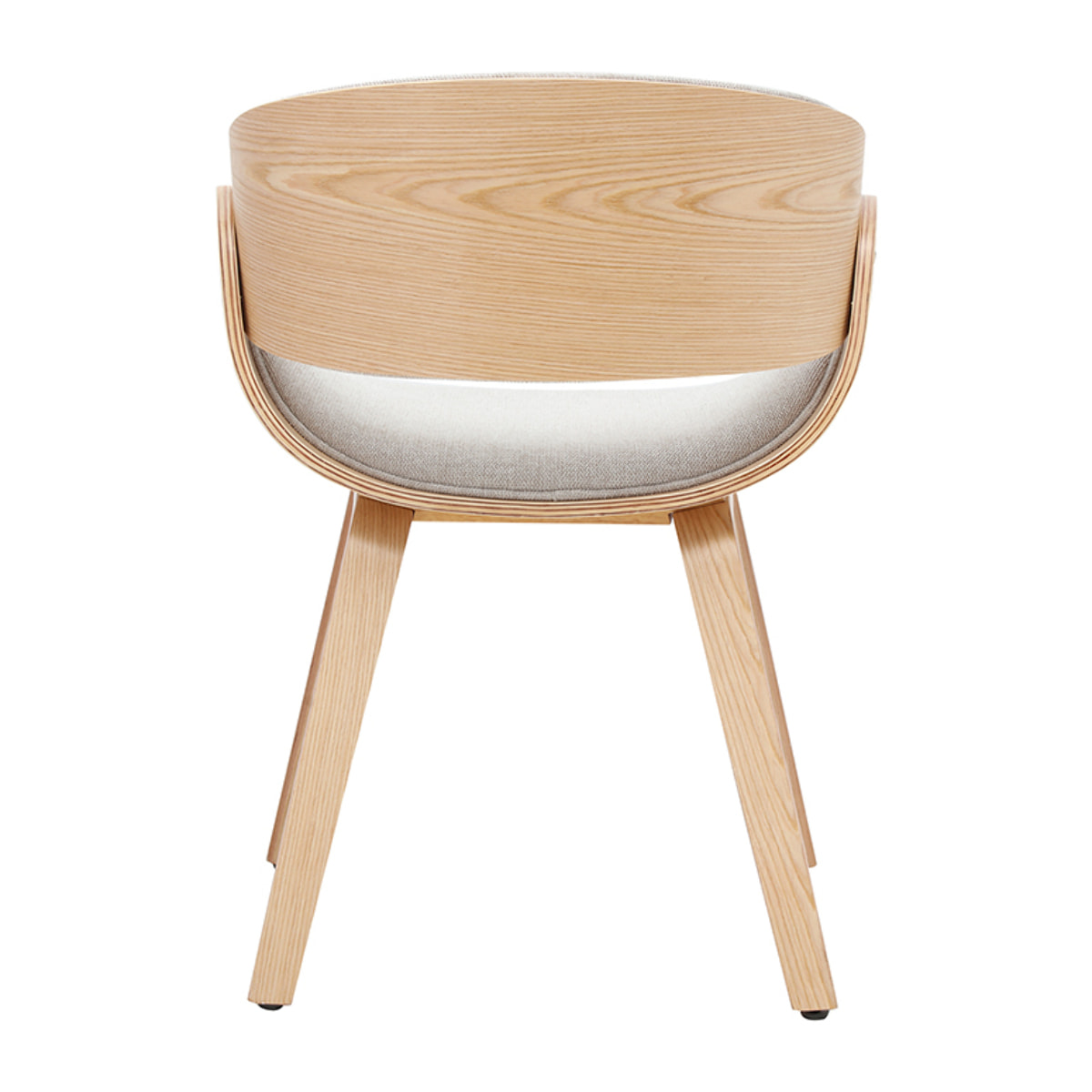 Chaise design en tissu effet velours texturé beige et bois clair BENT