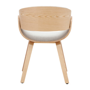 Chaise design en tissu effet velours texturé beige et bois clair BENT