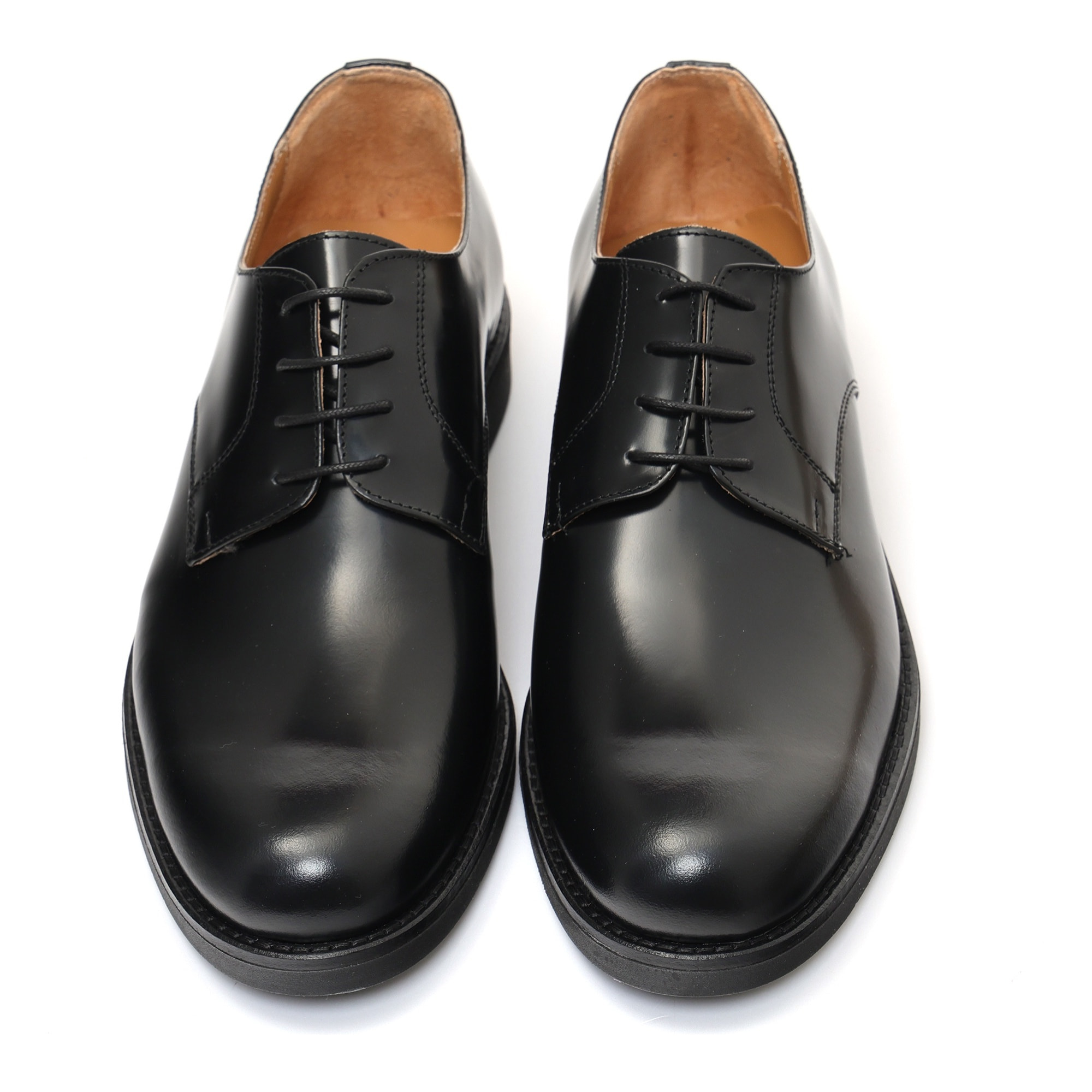 Derby stringate in pelle abrasivato con fondo in gomma Nero