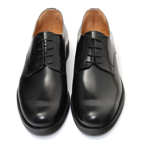 Derby stringate in pelle abrasivato con fondo in gomma Nero