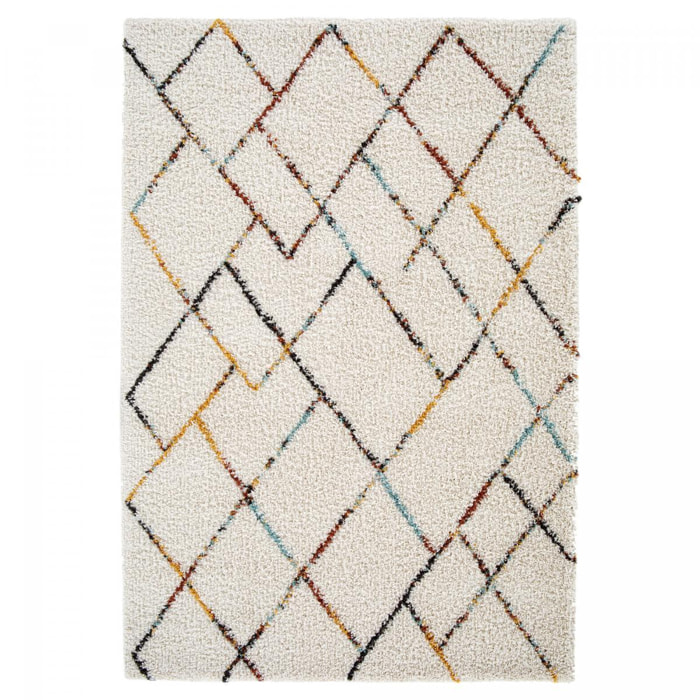 Tapis salon RADI Beige 120x170 en polypropylène doux et soyeux