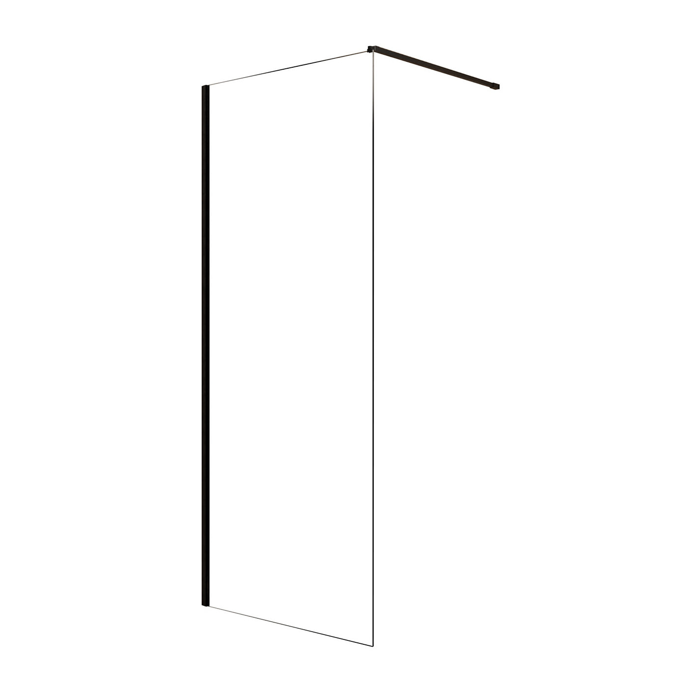 Paroi de Douche 80x200cm en Verre Trempé Transparent 8mm Anticalcaire - Profilé Noir Mat - LINA