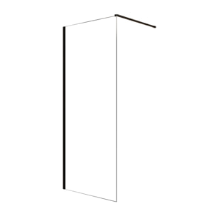 Paroi de Douche 80x200cm en Verre Trempé Transparent 8mm Anticalcaire - Profilé Noir Mat - LINA